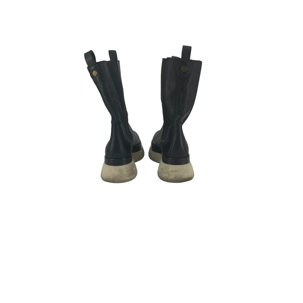 Isabel Marant Chelsea Boots 40 Black Good Platform Leather Sole Stud Detail